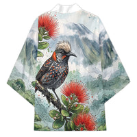Aloha Hawaii Akohekohe Ohia Lehua Watercolor Kimono LT14 - Polynesian Pride