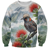 Aloha Hawaii Akohekohe Ohia Lehua Watercolor Sweatshirt