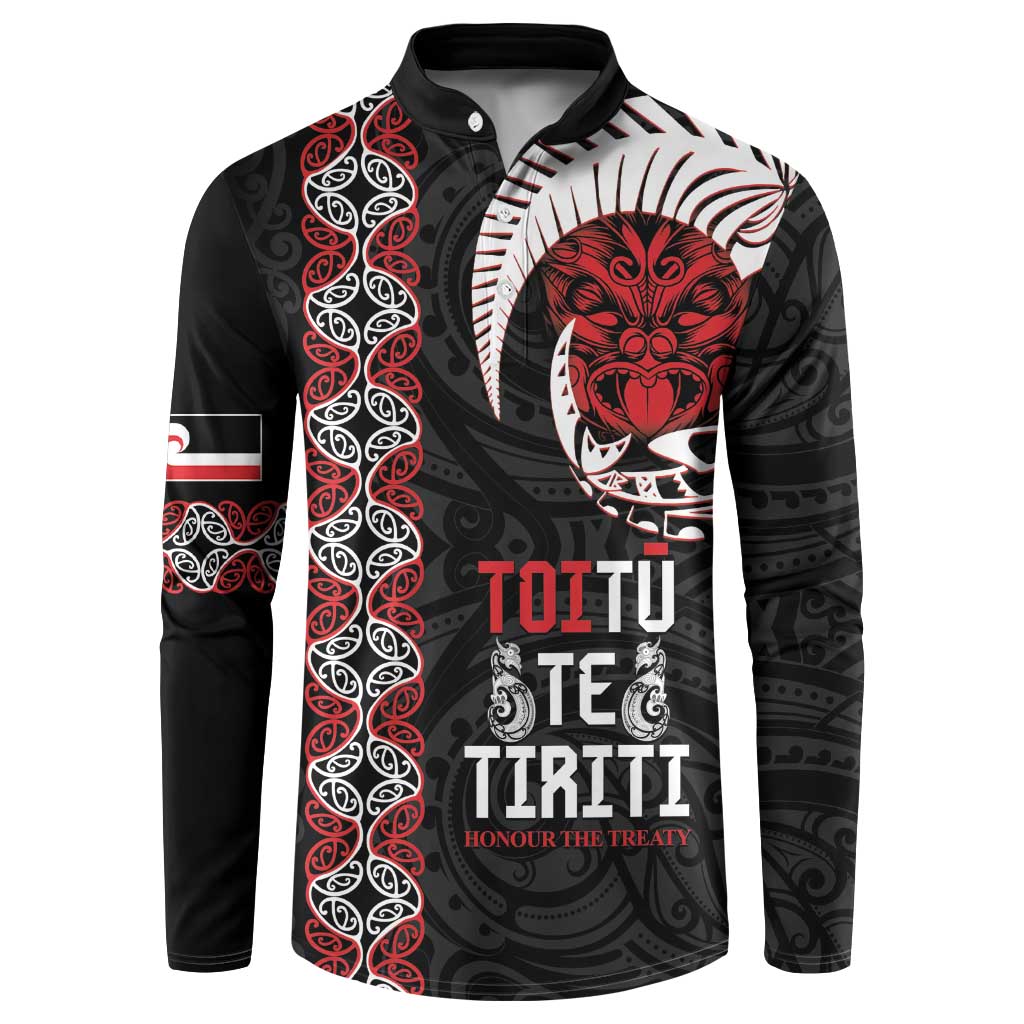 Aotearoa Toitu Te Tiriti Button Sweatshirt Honour The Treaty Maori Haka