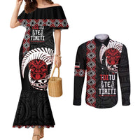 Aotearoa Toitu Te Tiriti Couples Matching Mermaid Dress and Long Sleeve Button Shirt Honour The Treaty Maori Haka