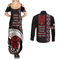 Aotearoa Toitu Te Tiriti Couples Matching Summer Maxi Dress and Long Sleeve Button Shirt Honour The Treaty Maori Haka