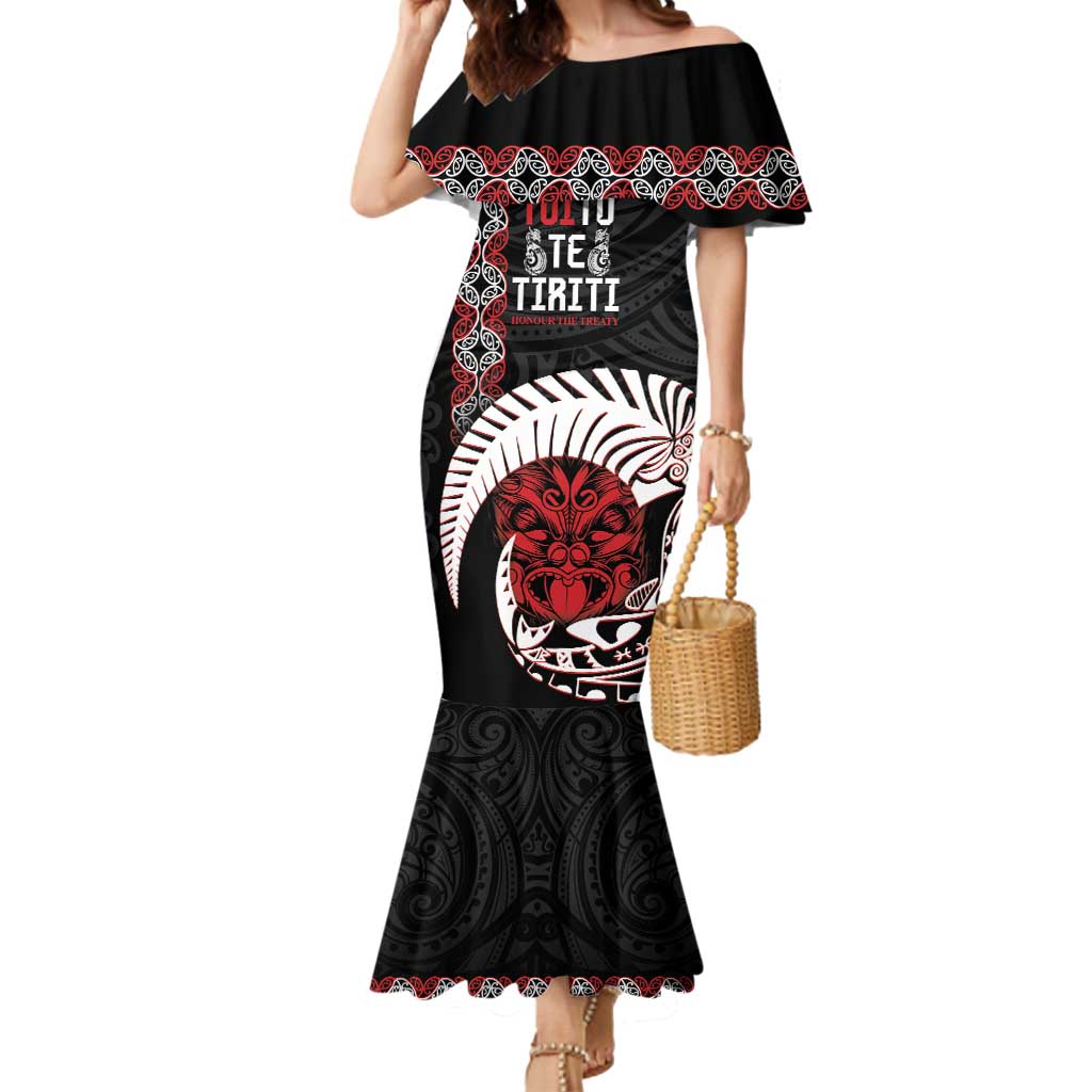 Aotearoa Toitu Te Tiriti Mermaid Dress Honour The Treaty Maori Haka LT14 Women Black - Polynesian Pride