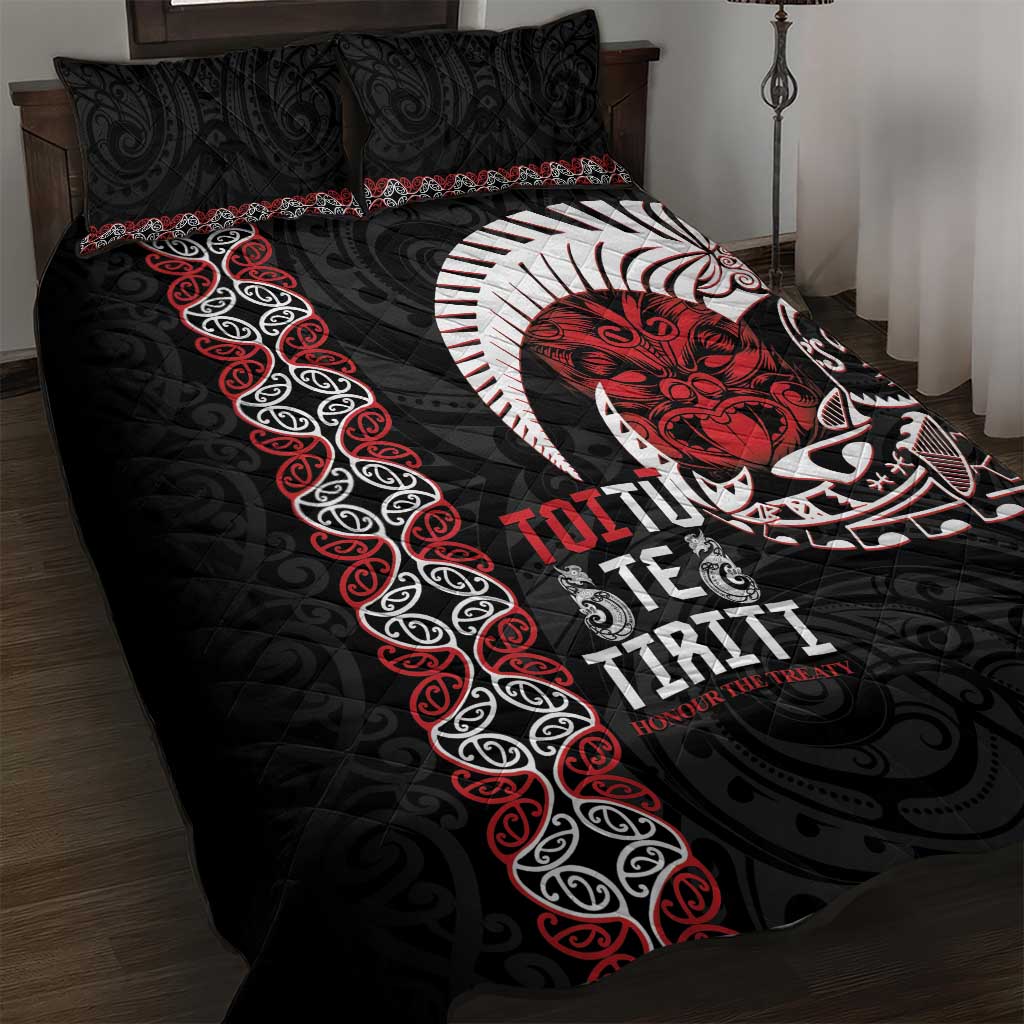 Aotearoa Toitu Te Tiriti Quilt Bed Set Honour The Treaty Maori Haka