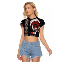 Aotearoa Toitu Te Tiriti Raglan Cropped T Shirt Honour The Treaty Maori Haka