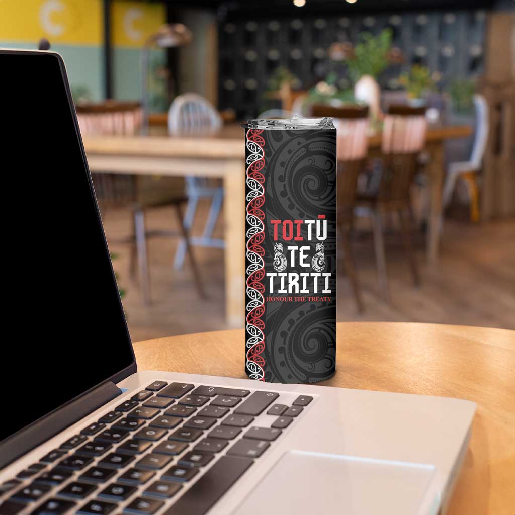 Aotearoa Toitu Te Tiriti Skinny Tumbler Honour The Treaty Maori Haka LT14 - Polynesian Pride