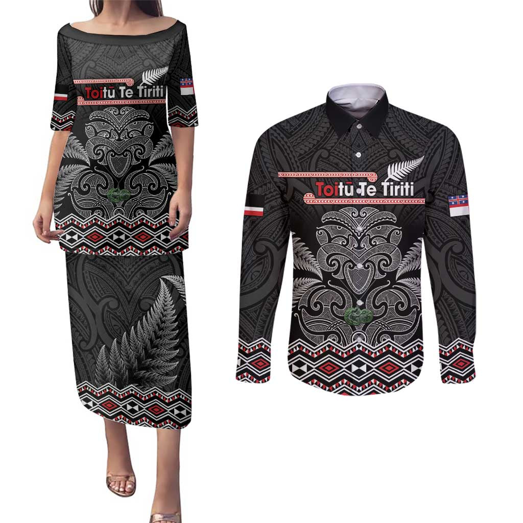 Aotearoa Toitu Te Tiriti Couples Matching Puletasi and Long Sleeve Button Shirt Stand Together! Stand Stronger! - NZ Tiki