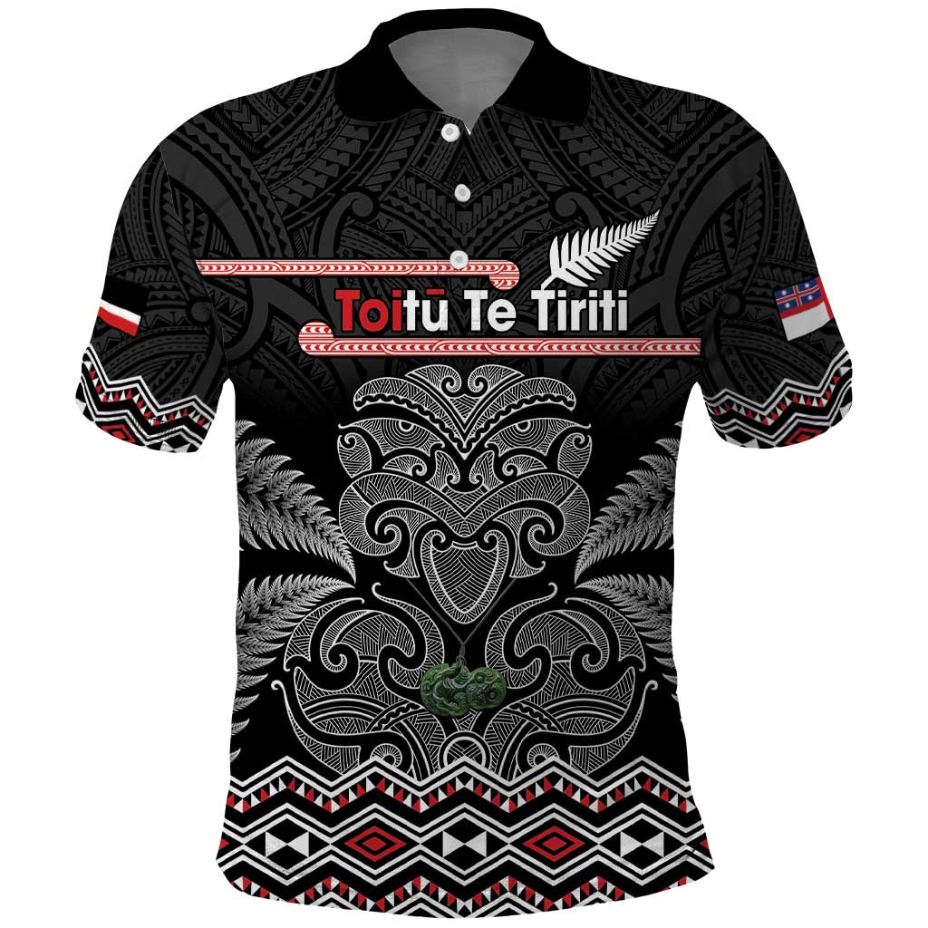 Aotearoa Toitu Te Tiriti Polo Shirt Stand Together! Stand Stronger! - NZ Tiki LT14 Black - Polynesian Pride