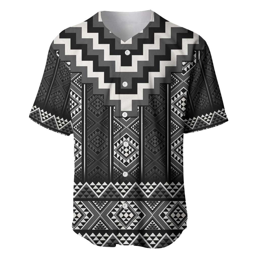 Black Taniko Aotearoa Baseball Jersey Niho Taniwha Mix Poutama LT14