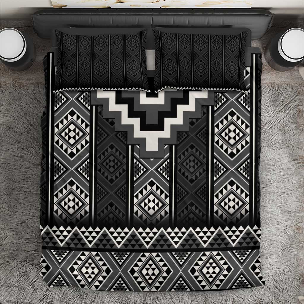 Black Taniko Aotearoa Bedding Set Niho Taniwha Mix Poutama LT14 Black - Polynesian Pride