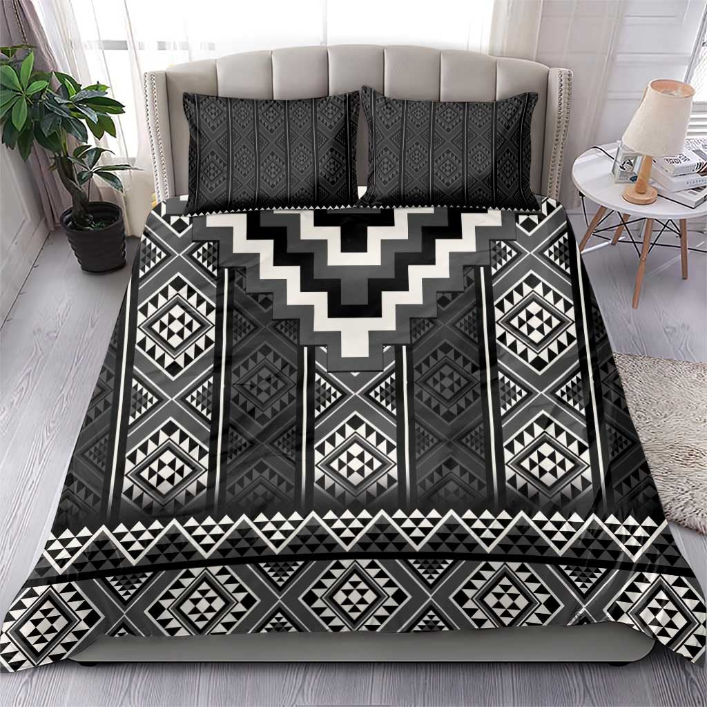 Black Taniko Aotearoa Bedding Set Niho Taniwha Mix Poutama LT14 - Polynesian Pride