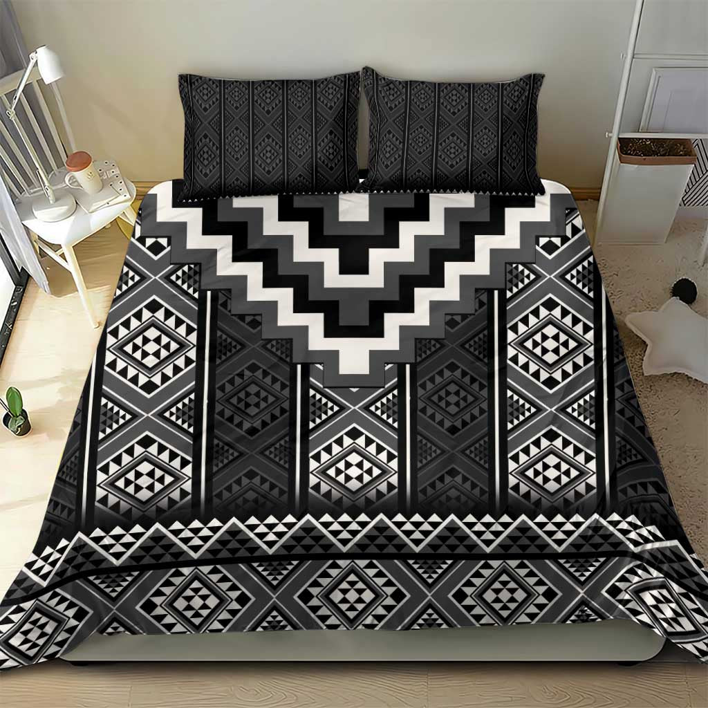 Black Taniko Aotearoa Bedding Set Niho Taniwha Mix Poutama LT14 - Polynesian Pride