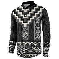 Black Taniko Aotearoa Button Sweatshirt Niho Taniwha Mix Poutama LT14