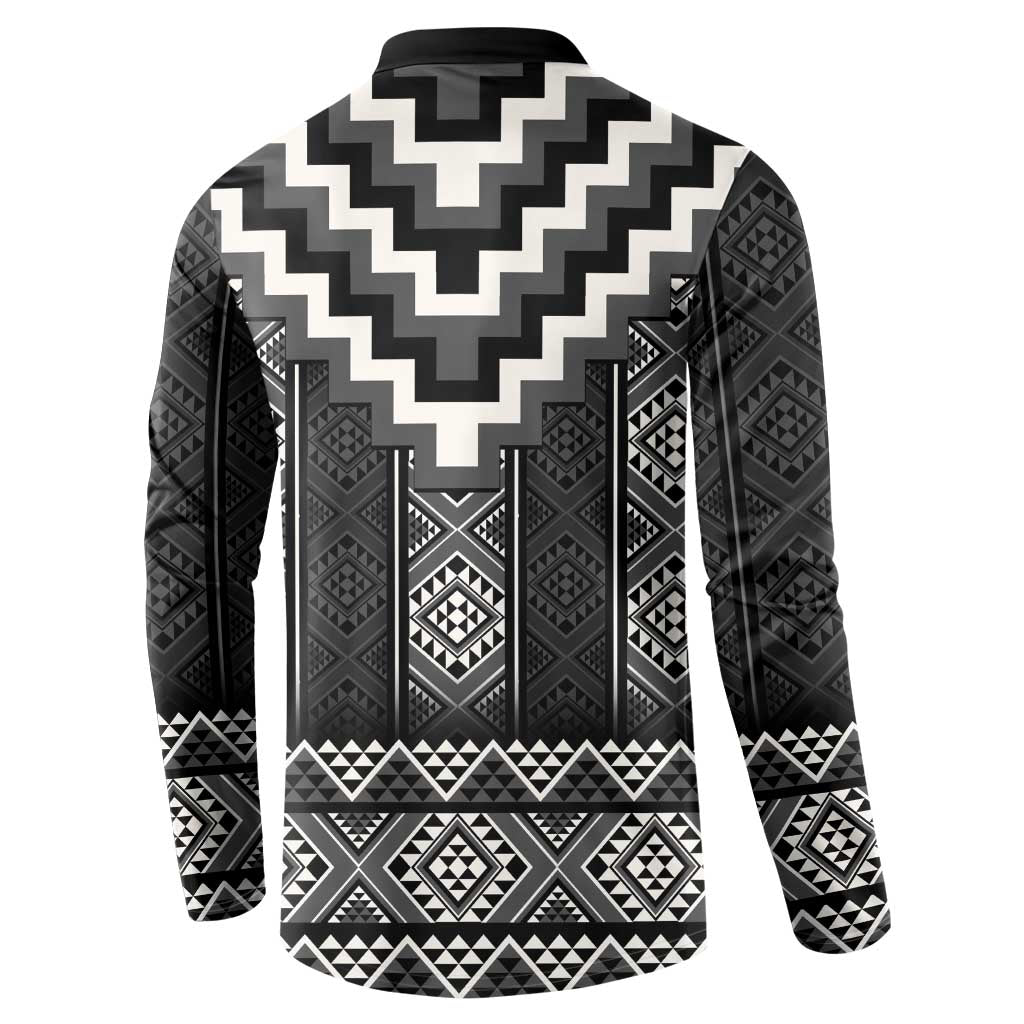 Black Taniko Aotearoa Button Sweatshirt Niho Taniwha Mix Poutama LT14
