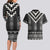 Black Taniko Aotearoa Couples Matching Long Sleeve Bodycon Dress and Hawaiian Shirt Niho Taniwha Mix Poutama LT14