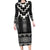 Black Taniko Aotearoa Family Matching Long Sleeve Bodycon Dress and Hawaiian Shirt Niho Taniwha Mix Poutama LT14