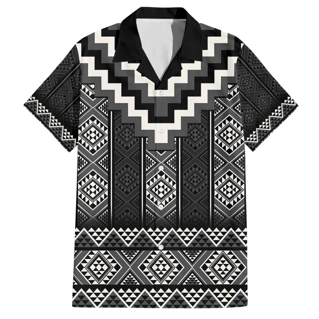 Black Taniko Aotearoa Hawaiian Shirt Niho Taniwha Mix Poutama LT14