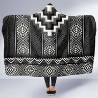 Black Taniko Aotearoa Hooded Blanket Niho Taniwha Mix Poutama LT14