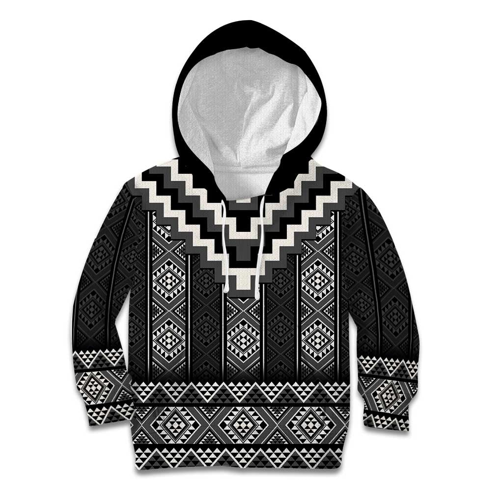 Black Taniko Aotearoa Kid Hoodie Niho Taniwha Mix Poutama LT14