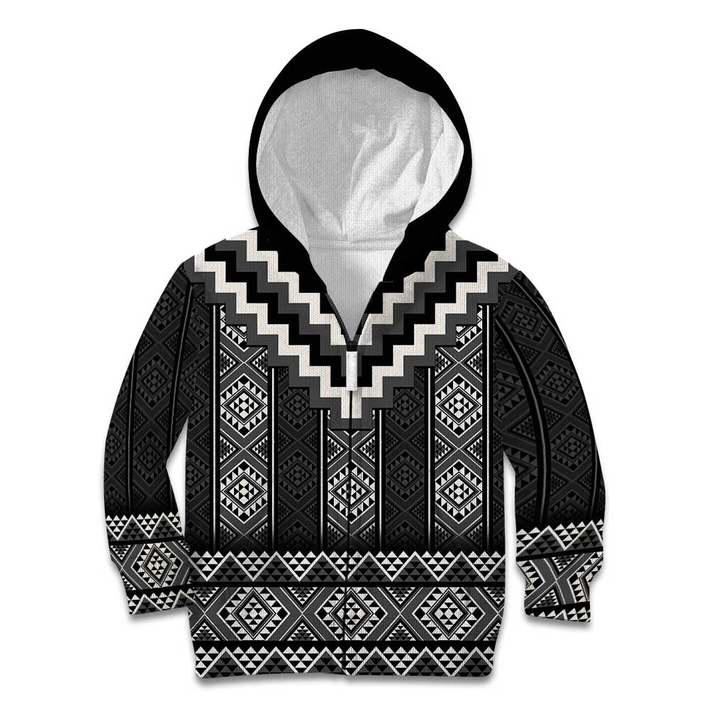 Black Taniko Aotearoa Kid Hoodie Niho Taniwha Mix Poutama LT14