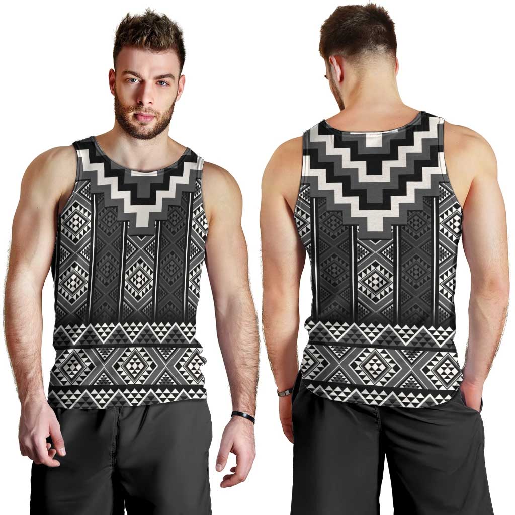 Black Taniko Aotearoa Men Tank Top Niho Taniwha Mix Poutama LT14