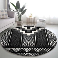 Black Taniko Aotearoa Round Carpet Niho Taniwha Mix Poutama LT14