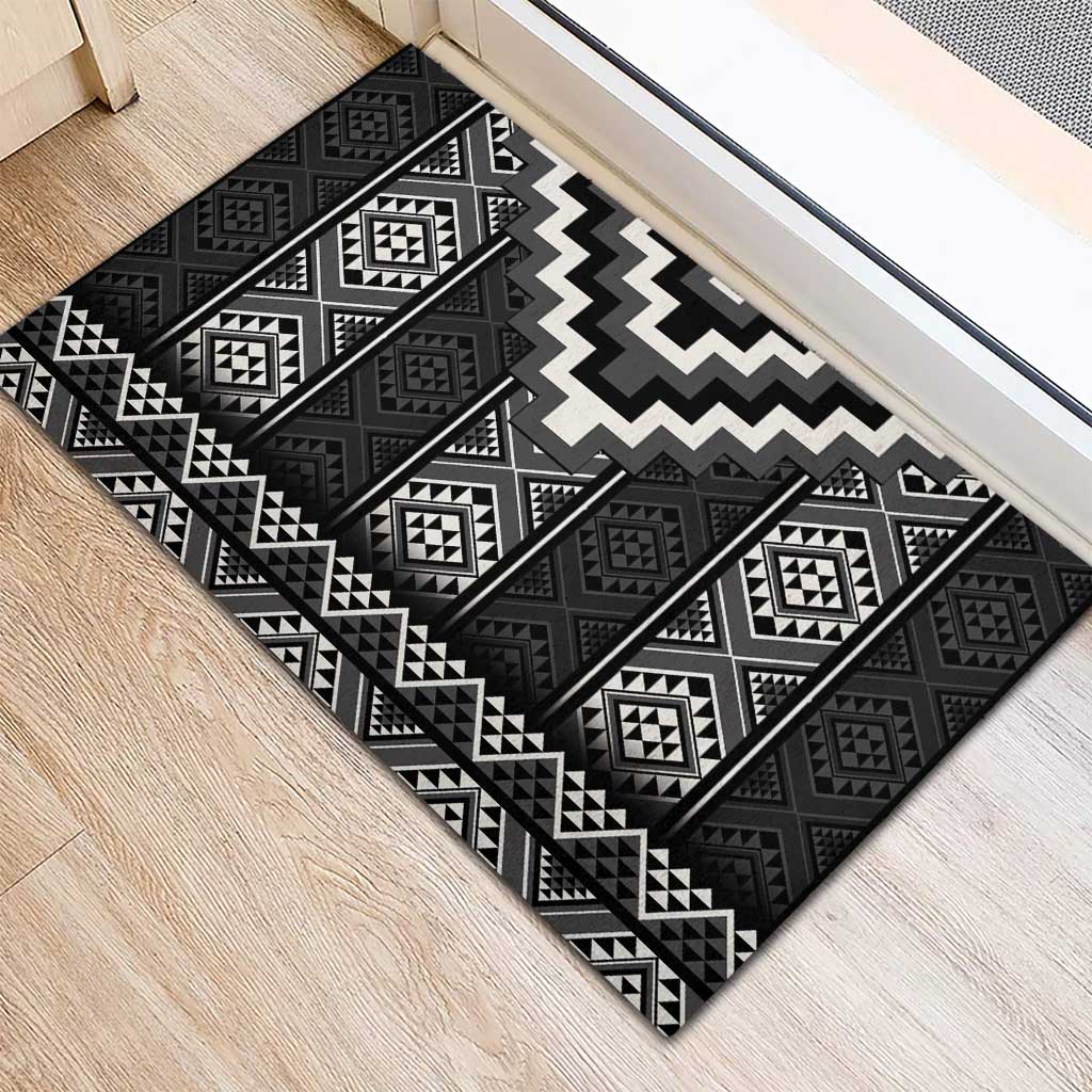 Black Taniko Aotearoa Rubber Doormat Niho Taniwha Mix Poutama LT14 - Polynesian Pride