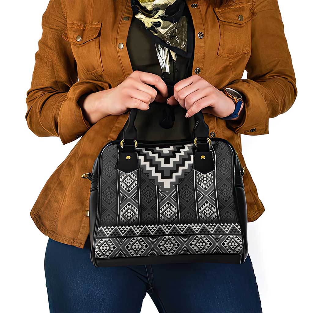 Black Taniko Aotearoa Shoulder Handbag Niho Taniwha Mix Poutama LT14