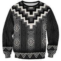 Black Taniko Aotearoa Sweatshirt Niho Taniwha Mix Poutama LT14