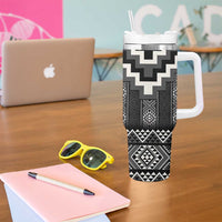 Black Taniko Aotearoa Tumbler With Handle Niho Taniwha Mix Poutama LT14