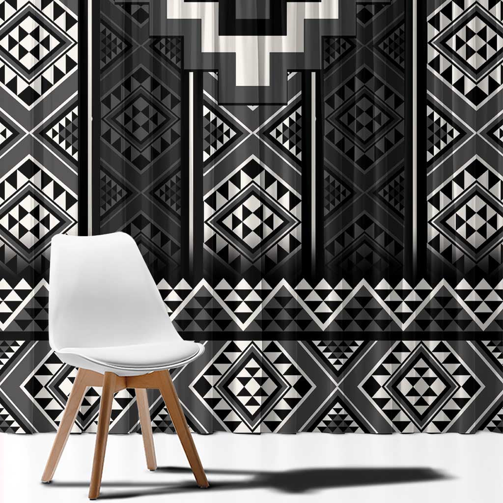 Black Taniko Aotearoa Window Curtain Niho Taniwha Mix Poutama LT14 - Polynesian Pride