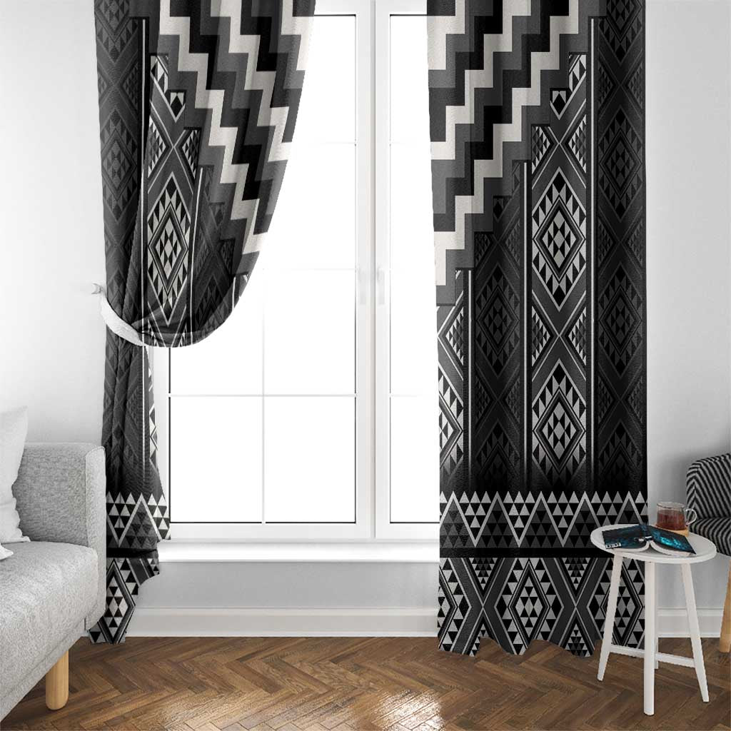 Black Taniko Aotearoa Window Curtain Niho Taniwha Mix Poutama LT14 - Polynesian Pride