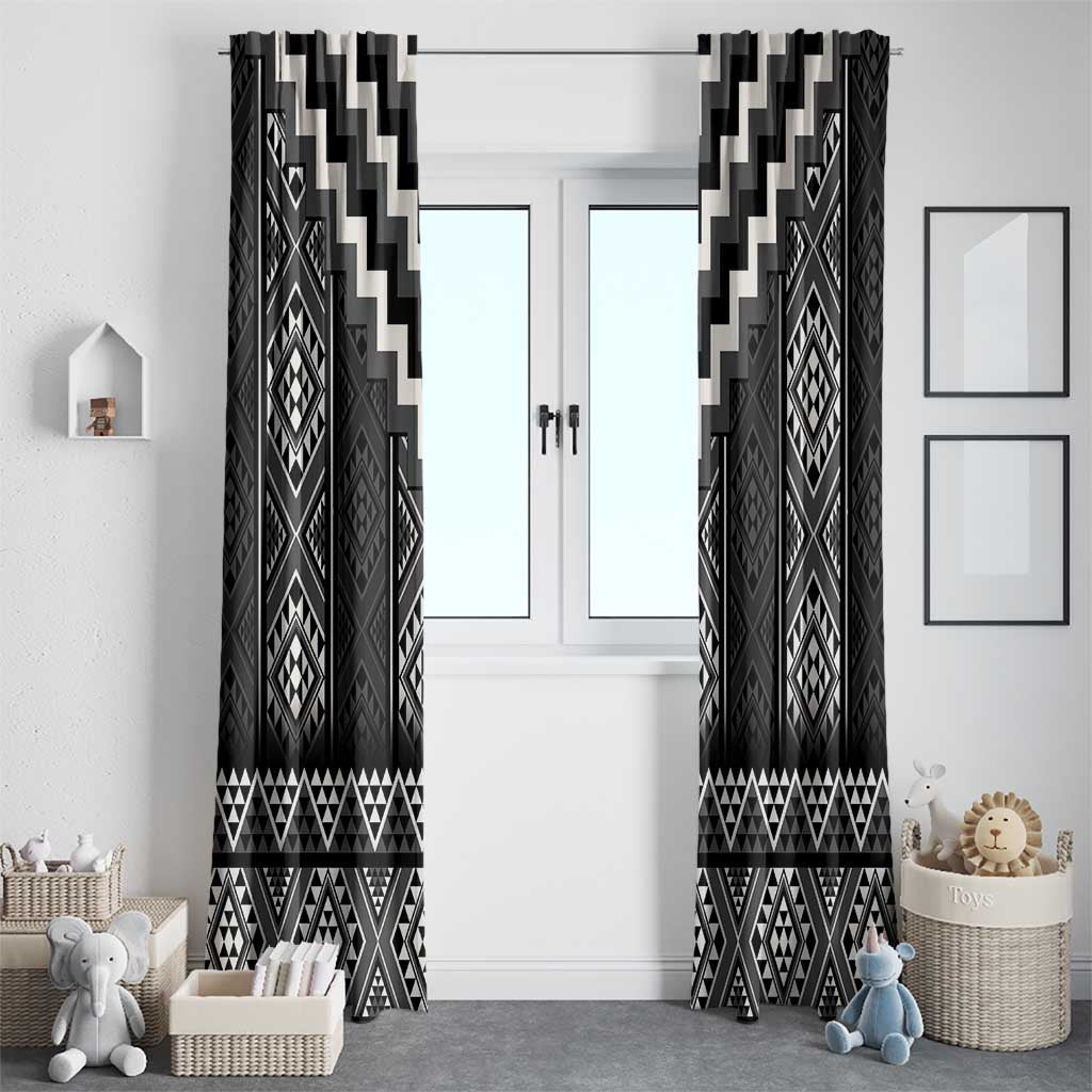 Black Taniko Aotearoa Window Curtain Niho Taniwha Mix Poutama LT14 - Polynesian Pride