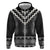 Black Taniko Aotearoa Zip Hoodie Niho Taniwha Mix Poutama LT14