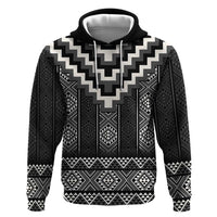 Black Taniko Aotearoa Zip Hoodie Niho Taniwha Mix Poutama LT14