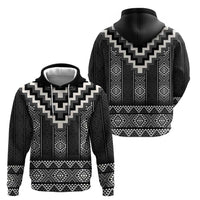 Black Taniko Aotearoa Zip Hoodie Niho Taniwha Mix Poutama LT14