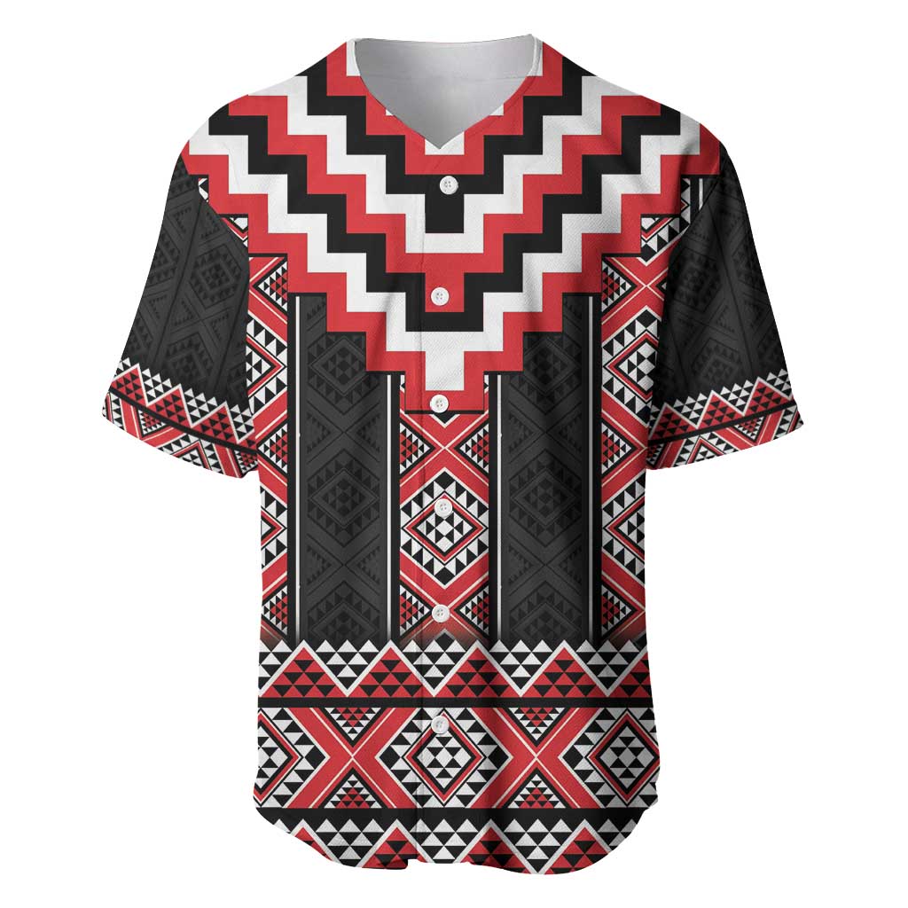 Red Taniko Aotearoa Baseball Jersey Niho Taniwha Mix Poutama LT14