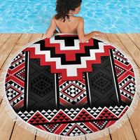 Red Taniko Aotearoa Beach Blanket Niho Taniwha Mix Poutama LT14