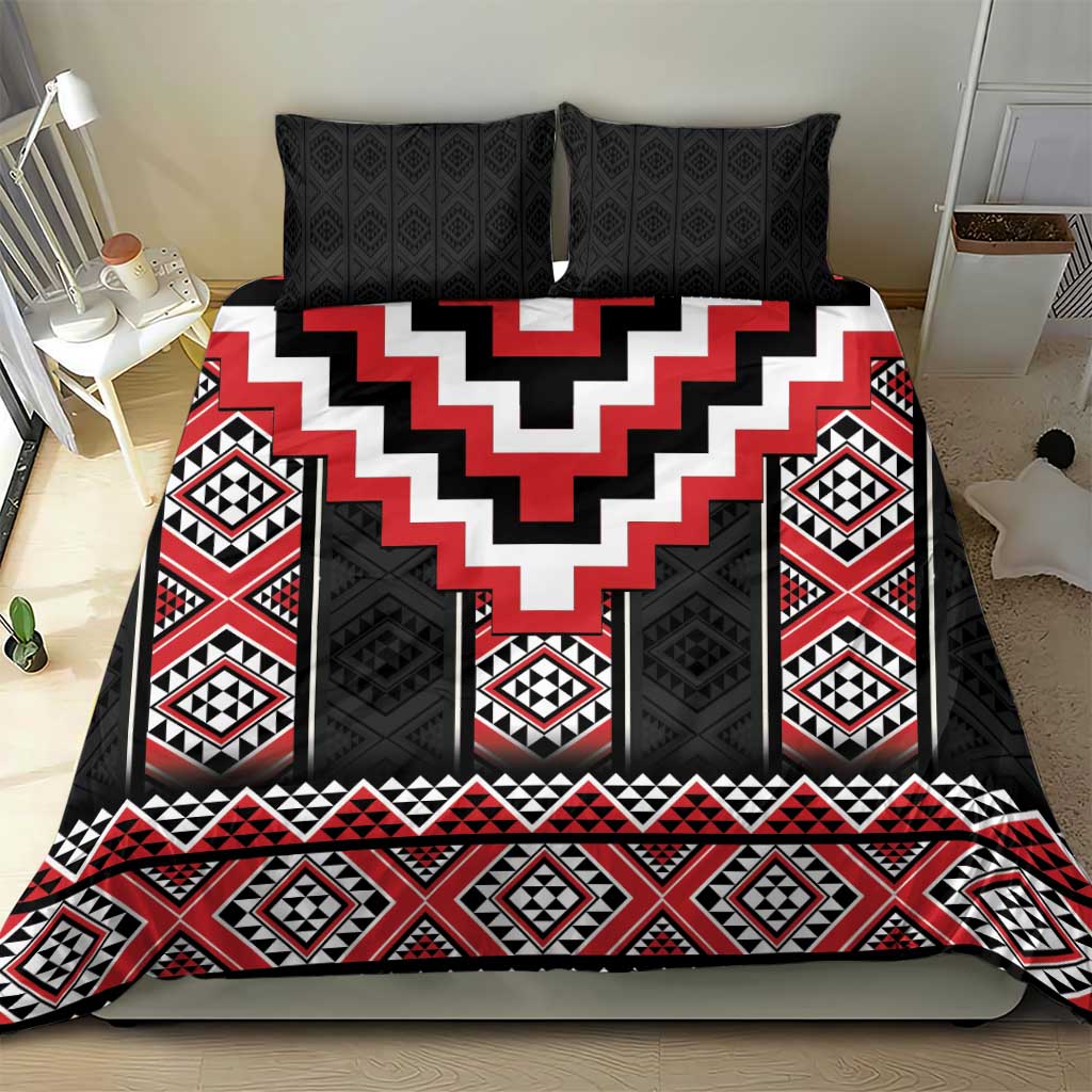 Red Taniko Aotearoa Bedding Set Niho Taniwha Mix Poutama LT14 - Polynesian Pride