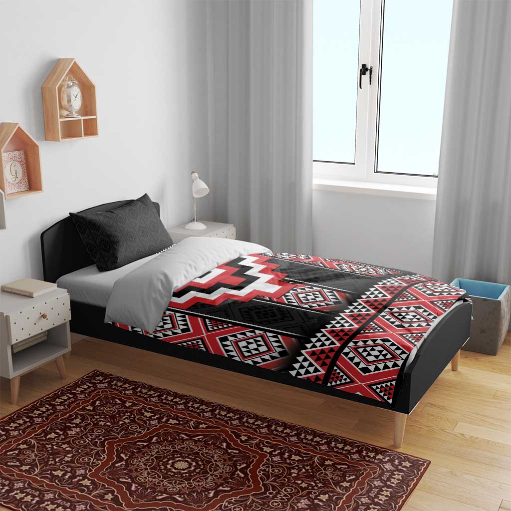 Red Taniko Aotearoa Bedding Set Niho Taniwha Mix Poutama LT14 - Polynesian Pride
