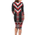 Red Taniko Aotearoa Family Matching Long Sleeve Bodycon Dress and Hawaiian Shirt Niho Taniwha Mix Poutama LT14