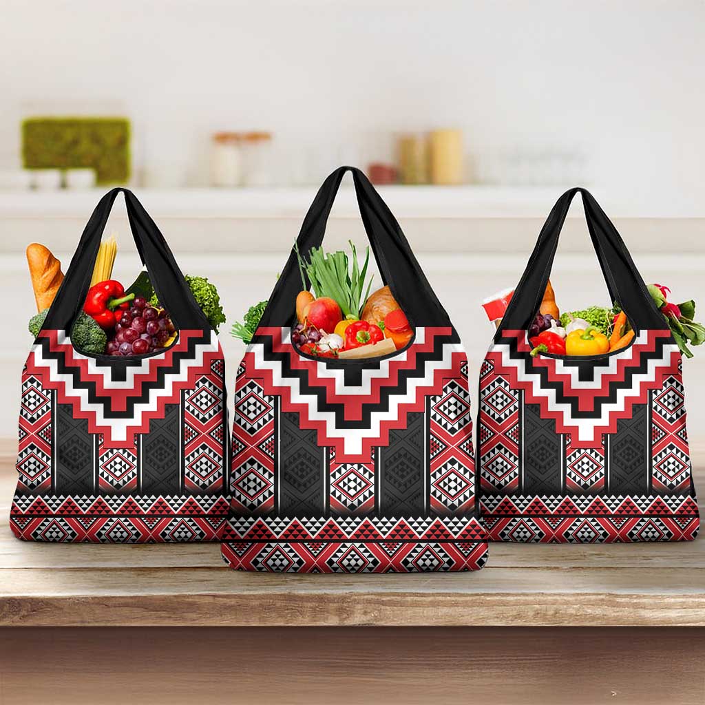 Red Taniko Aotearoa Grocery Bag Niho Taniwha Mix Poutama