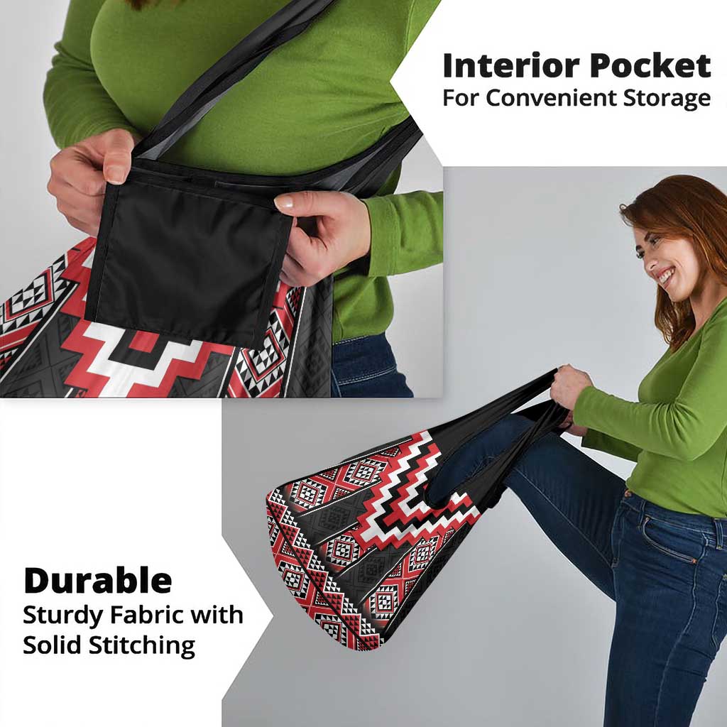 Red Taniko Aotearoa Grocery Bag Niho Taniwha Mix Poutama