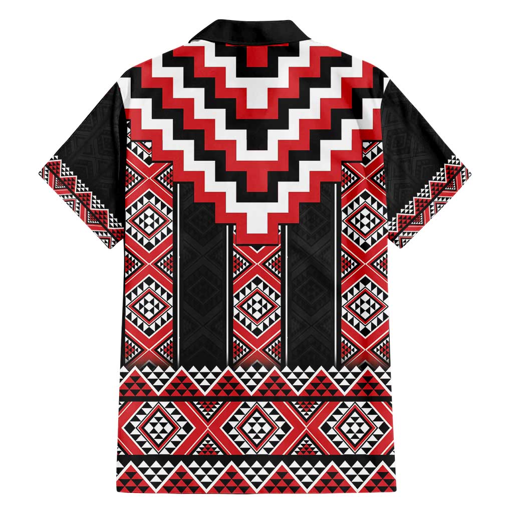 Red Taniko Aotearoa Hawaiian Shirt Niho Taniwha Mix Poutama LT14