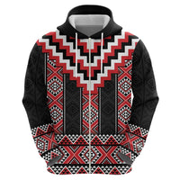 Red Taniko Aotearoa Hoodie Niho Taniwha Mix Poutama LT14