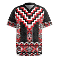 Red Taniko Aotearoa Rugby Jersey Niho Taniwha Mix Poutama LT14