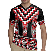 Red Taniko Aotearoa Rugby Jersey Niho Taniwha Mix Poutama LT14