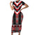 Red Taniko Aotearoa Short Sleeve Bodycon Dress Niho Taniwha Mix Poutama LT14