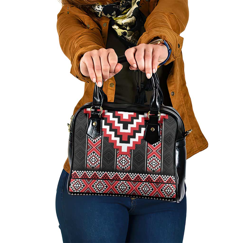 Red Taniko Aotearoa Shoulder Handbag Niho Taniwha Mix Poutama LT14
