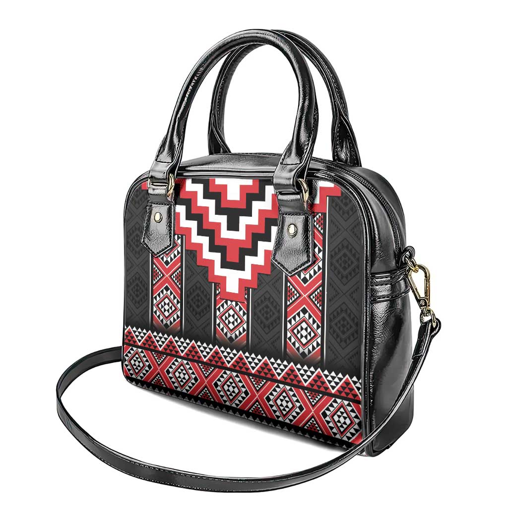 Red Taniko Aotearoa Shoulder Handbag Niho Taniwha Mix Poutama LT14
