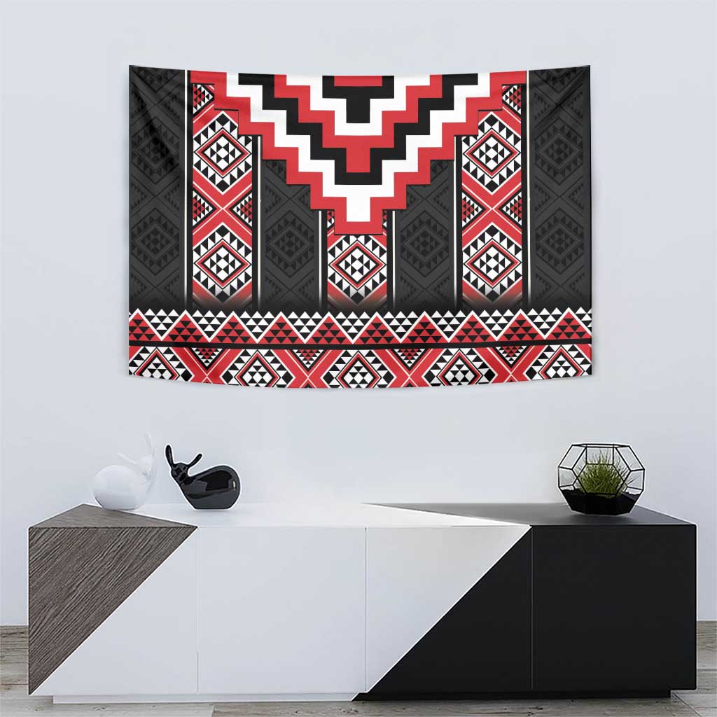Red Taniko Aotearoa Tapestry Niho Taniwha Mix Poutama LT14